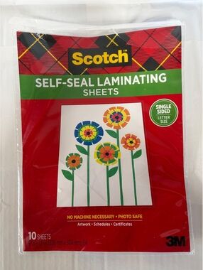Scotch Self-Seal Laminating Sheets Single-Sided Letter Size 10 Sheets